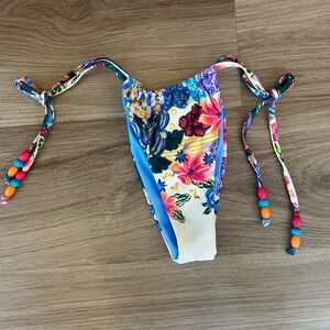 Agustin Bendita String Bikini Bottom Floral - Colorful - Beaded Size Medium